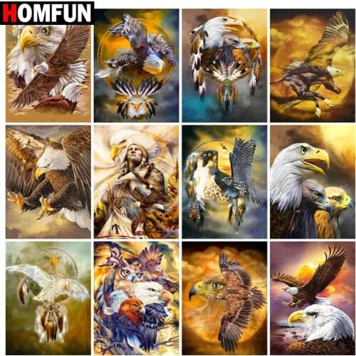 HOMFUN Diamond Painting Cross Stitch "Eagle animal" 5D DIY Diamond Embroidery Full Square/round Rhinestone Of Picture