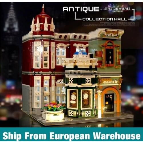 Mould King 16005 Streetview Building Compatible 10185 Green Grocer Model With Led Light Building Blocks Kids Christmas Gift