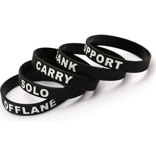 DOTA2 Wristband Game SOLO GANK SUPPORT CARRY OFFLANE Rubber Silicon Bangle Men Women Bracelet Gifts Jewelry