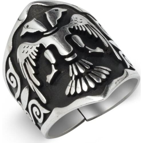 Double Headed Eagle Archer (Thumb Ring In Traditional) Model silver ring