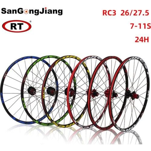 RT RC3 MTB Mountain Bike 26/27.5 inch Disc Brake Wheelset 7/8/9/10/11S Six Hole Alloy Rim 24H Sealed Bearing Wheel Set