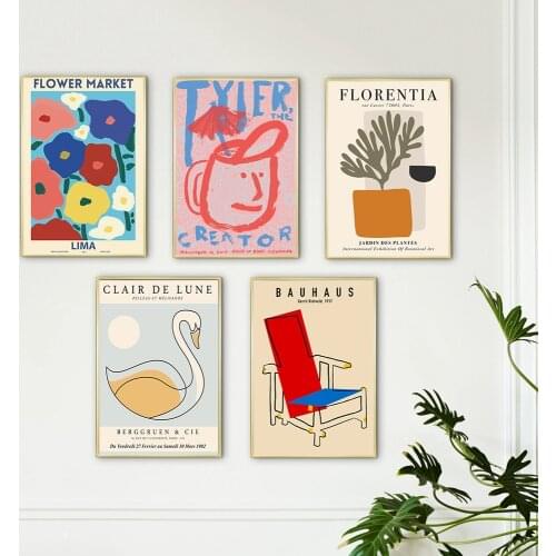 Exhibition Canvas Print Line Chair Wall Art Minimalist Painting Nordic Poster Abstract Face Picture Modern Living Room Decor