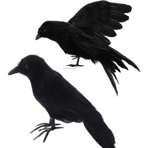 1Pcs Artificial Crow Black Bird Raven Prop Decor For Halloween Display Event Party Bar Decoration Supplies Gift