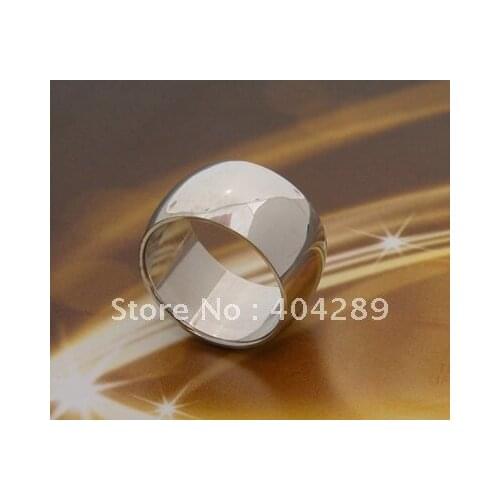12pcs Top Quality Silver Polished Mens 316L Stainless Steel Rings,12MM in Width