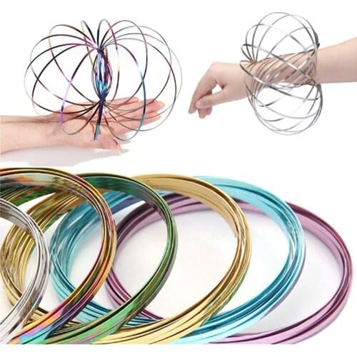 Flow Ring Kinetic Spring Toys Funny Magic Bracelet Aniti-stress 304 Stainless Steel Flow Color Rings Toys For Child adult