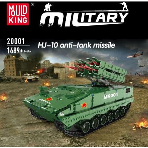 Kids Educational DIY Toys MOC Main RED FLAG HJ-10 Battle Anti Missile Tank Model Building Blocks Bricks for Children Gift