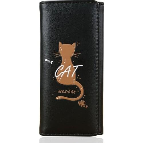 Women Wallets Long Short Lady Handbags Girls Wallet Bag Cards ID Holder Woman Cat Coin Purse Pocket Pouch Good Quality Moneybags