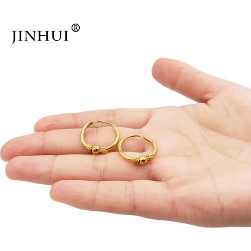 Jin Hui Dubai Africa Woman New Golden round Small Earrings jewelry Gift send Friends Party Saudi Arabia wedding earrings