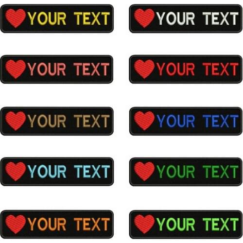 Love Logo 10X2.5cm Embroidery Custom Name Text Patch Stripes badge Iron On Or Velcro Backing Patches For Clothes Backpack