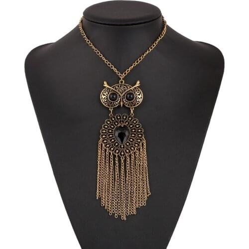 LOVBEAFAS Fashion Statement Vintage Owl Necklaces & Pendants Chain Tassel Choker Collares Necklace Collier Femme