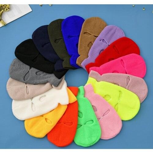 Ski Mask Knitted Face Cover Winter Balaclava Full Face Mask for Winter Outdoor Sports CS Winter Three 3 Hole Balaclava Knit Hat