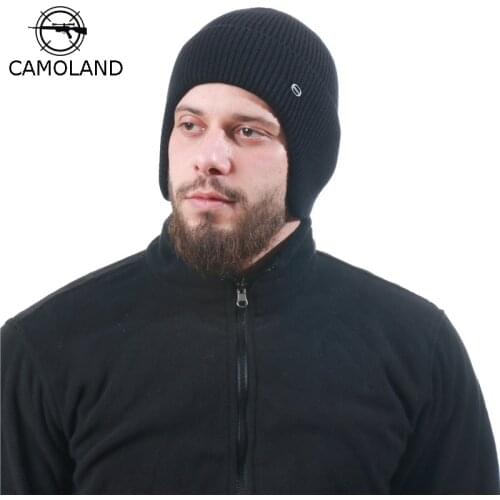 CAMOLAND Autumn Winter Ski Caps Women Men Skullies Beanies Soft Stretch Knitted Hat Thermal Faux Rabbit Fur Ear Flap Beanies