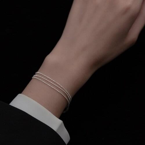 MIQIAO Bracelet For Women 16.5CM Silver 925 Jewelry Sterling 3 Layers Round Beads Chain Female Fashion Charms Gift Cute Romantic