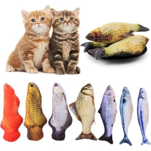 Pet Soft Plush 3D Fish Shape Cat Toy Interactive Gifts Fish Catnip Toys Stuffed Pillow Doll Simulation Fish Playing Toy For Pet