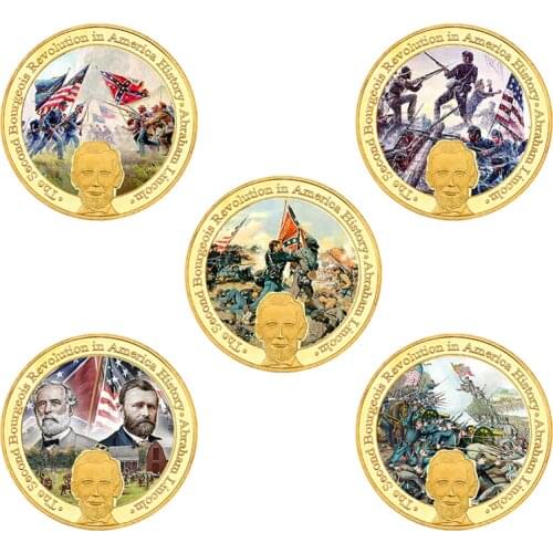 WR American Civil War Gold Collectible Coins Set Military Souvenir Coin Holder Army Challenge Coins Medal Gift Item Dropshipping