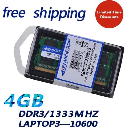KEMBONA Laptop RAM 4GB DDR3 1333MHZ Notebook PC3 10600 SODIMM Memory ram 204PIN