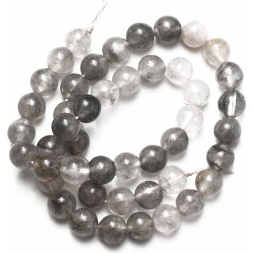 Wholesale Grey Crystals Beads Natural Stone Round Loose Beads 4 6 8 10 12mm for Jewelry Making DIY Bracelet Accessories