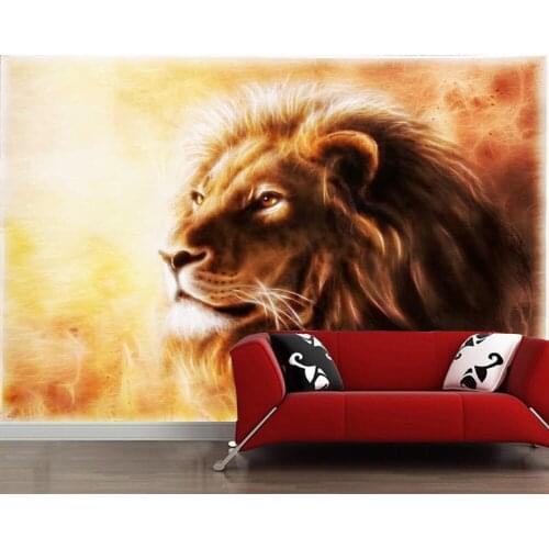 Papel de parede Lion head shawl watercolor closeup watercolor 3d wallpaper mural,living room TV bedroom wall papers home decor