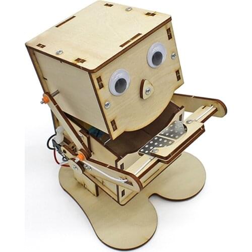 FEICHAO DIY STEAM Toys Environmental Wood Model Coin Swallowing Robot Puzzle Toy Technology Science Education Kit Toys For Kids