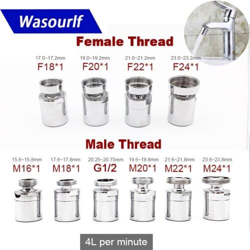 WASOURLF Adjustable 360 Swivel Water Saving Faucet Aerator M22 Two Mode Adapter Male Thread M20 Kitchen Tap Sprayer Accessories