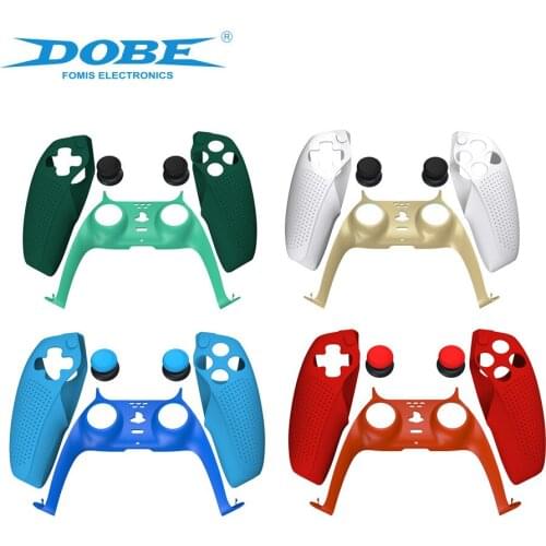Split Silicone Cover + Decorative Strip Button Rocker Cap Handle Protective Cover PC Decorative Strip for PS5 Controller
