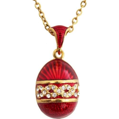 YAFFIL Women Luxury Necklace Jewelry Brass Enamel Handmade Russian Easter Hemp Flowers Vintage Egg Pendant Crystal Necklace 2019