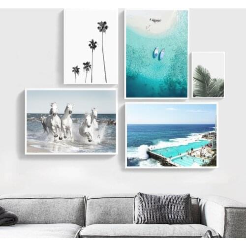 Nordic Style Travel Landscape Ocean Beach Wall Art Print Canvas Poster Scandinavian Print Painting Modern Living Room Decor