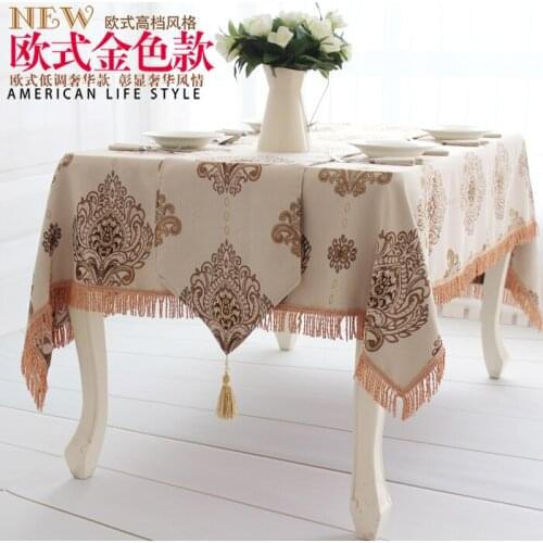 Continental Gold Table Runner high-grade cotton luxury fashion square garden style tea table cloth table Bubu arts tablecloth