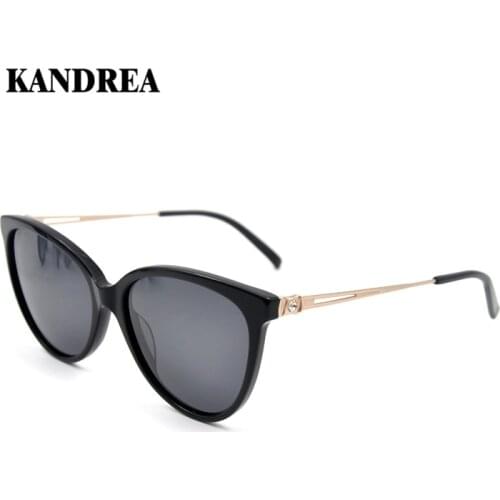 KANDREA 2020 New High Quality Women Cat Eye Sunglasses Female Oversized AC Lens Glasses Frame Acetate Polarized Goggles UV400