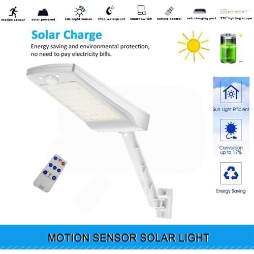 Solar led garden light street lamp outdoor Remote Control Motion Sensor Wall Lights Security 3 mode Lighting