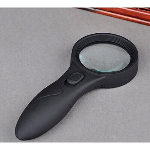 4X Elderly LED Lighted Reading Glass Handheld Magnifier with Lamps Illuminated Magnifying Glass Loupe with Money Detector