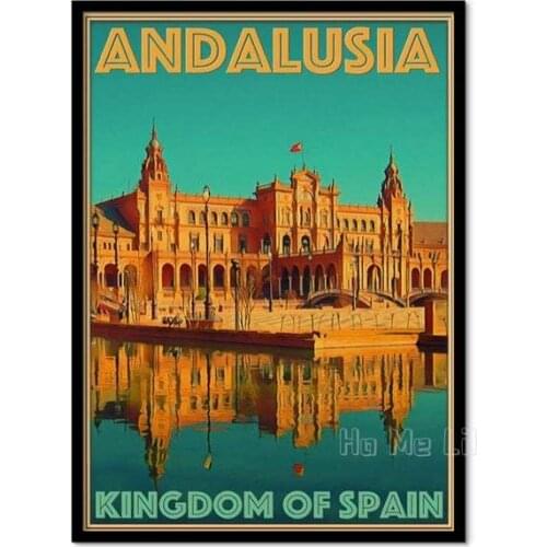 Vintage Travel Poster Spain Andalusia Retro Style Wall Decor Art Print