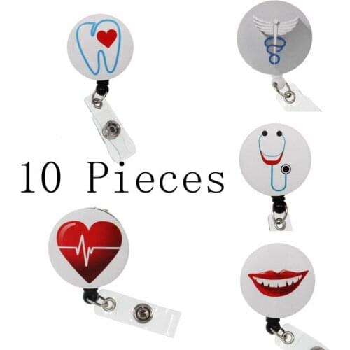 10pcs/lot can mix aluminum plate nurse Retractable Id badge holder