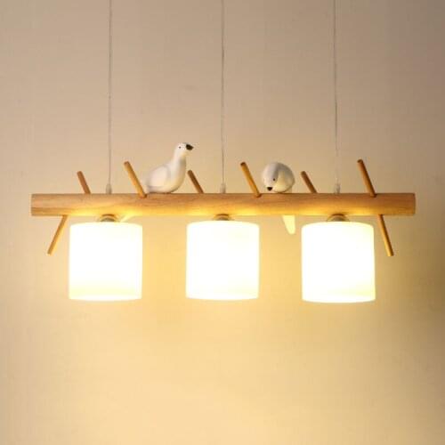 Japan Solid Wood Birds Pendant Lights Nordic Log hanglamp Living Room Dining Room Bedroom Bar Indoor Decor Lighting Fixtures