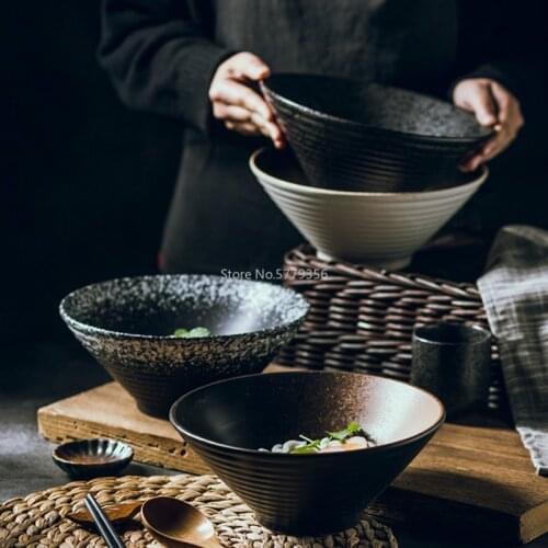 Japanese Ceramic Bowl Household Large Ramen Bowl Rice Bowl Noodle Soup Bowl Creative Tableware Set Commercial Hat Bowl