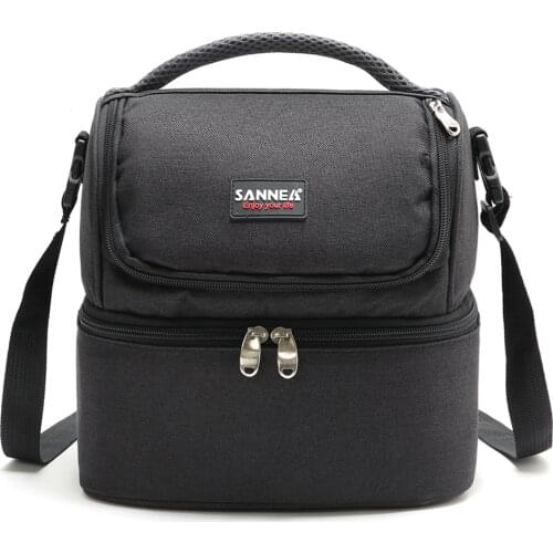 Ladies lunch bag insulated lunch box insulated double compartment lunch bag leakproof lunch storage bag