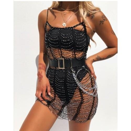 Women Sexy Sequins Shiny Fishnet Beach Dress Bikinis Cover Up Solid Femme Hollow See Through Bathing Swimsuits Swimwear Summer