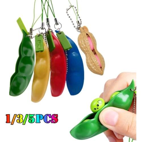1-5pcs Bean Fidget Toys Stress Relief Fidget Beans Peas Squishy Toys Creative Keychain Gifts Simple Dimple Pop Bubble антистресс