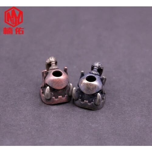1PCS EDC Tool Brass Knife Bead Half Orc White Copper Paracord Knife Bead Keychain Tool Pendant