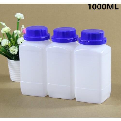 Food Grade 1000ML Plastic Square Bottle with Inner Cover High Quality Refillable Container for Liquid Cream Powder 1PCS