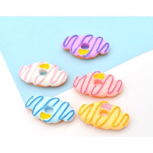 10Pc Cartoon Simulation Donuts Flat back Resin Cabochon Kawaii Fake Food Fit Phone Decoration DIY Scrapbooking Accessories Craft