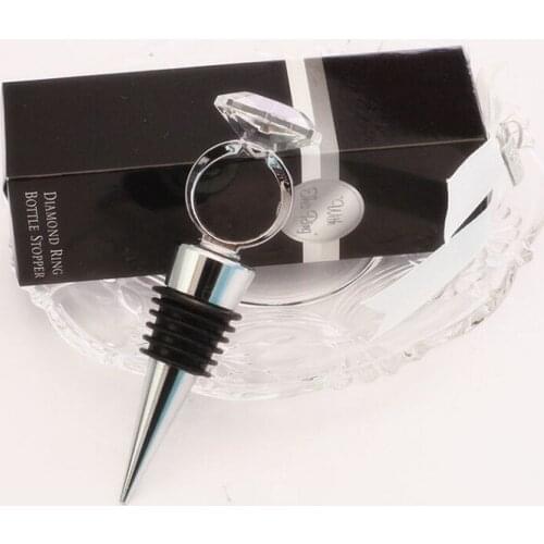 100pcs wedding favors and gifts for guests Creative The diamond ring wine bottle stopper with Exquisite packaging wen4452