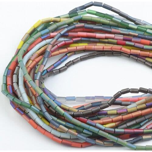 190pcs Glass Frosted Beads Column Shape 2x5mm Tube Spacer Loose Beads Crystals For Handicrafts Accessories Needlework Wholesale