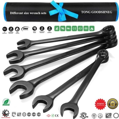 25pcs Black Double Box Ratcheting Wrench Open-End Wrench Set,12-Point,Car Repair Hand Tools Box Wrenches Rolling Pouch(6-32mm)