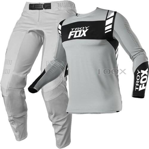 2021 Flexair Mach MX ATV Racing Jersey Pants Motocross Motorbike Mountain Bicycle Grey Kits Offroad Gear Set