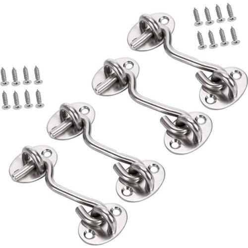 3 inch Stainless Steel Cabin Hook Eye Door Latch Shed Gate Door Swivel Window Latch Silent Holder Pack of 4
