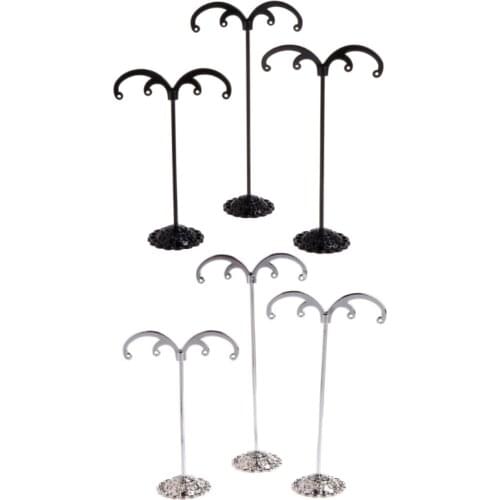 3 Pcs Alloy Earrings Display M-Shape Stand Showcase Jewelry Organizer Holder