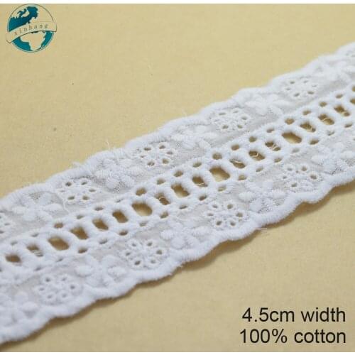 3yards 4.5cm Cotton Embroid Lace Sewing Ribbon Guipure African Lace Fabric Trim Warp Knitting DIY Garment Accessories#2669