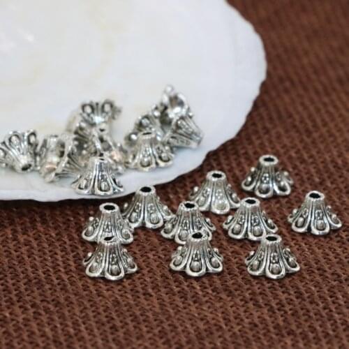 5*9mm wholesale price 20pcs high grade flower shape Tibet silver-color spacers beads caps jewelry findings accessories B2532