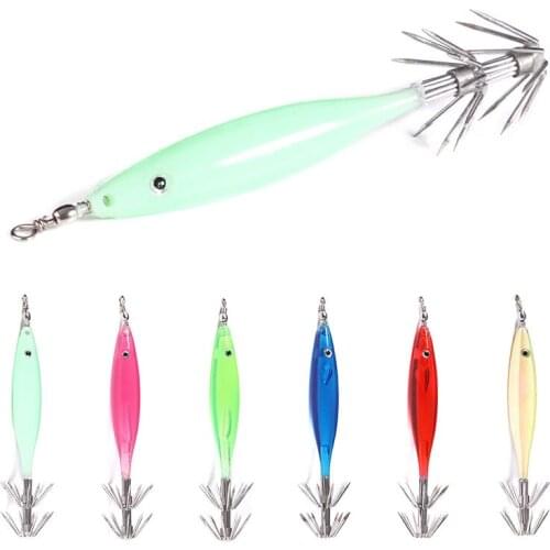 8cm Glow in Dark Luminous Fishing Lures Baits Squid Jigs Hooks Fishing Lure Hook Bait Fishhook